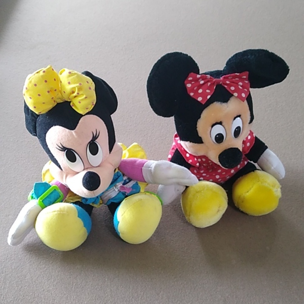Set of 2 Disney Minnie Mouse plush stuffed animal VINTAGE